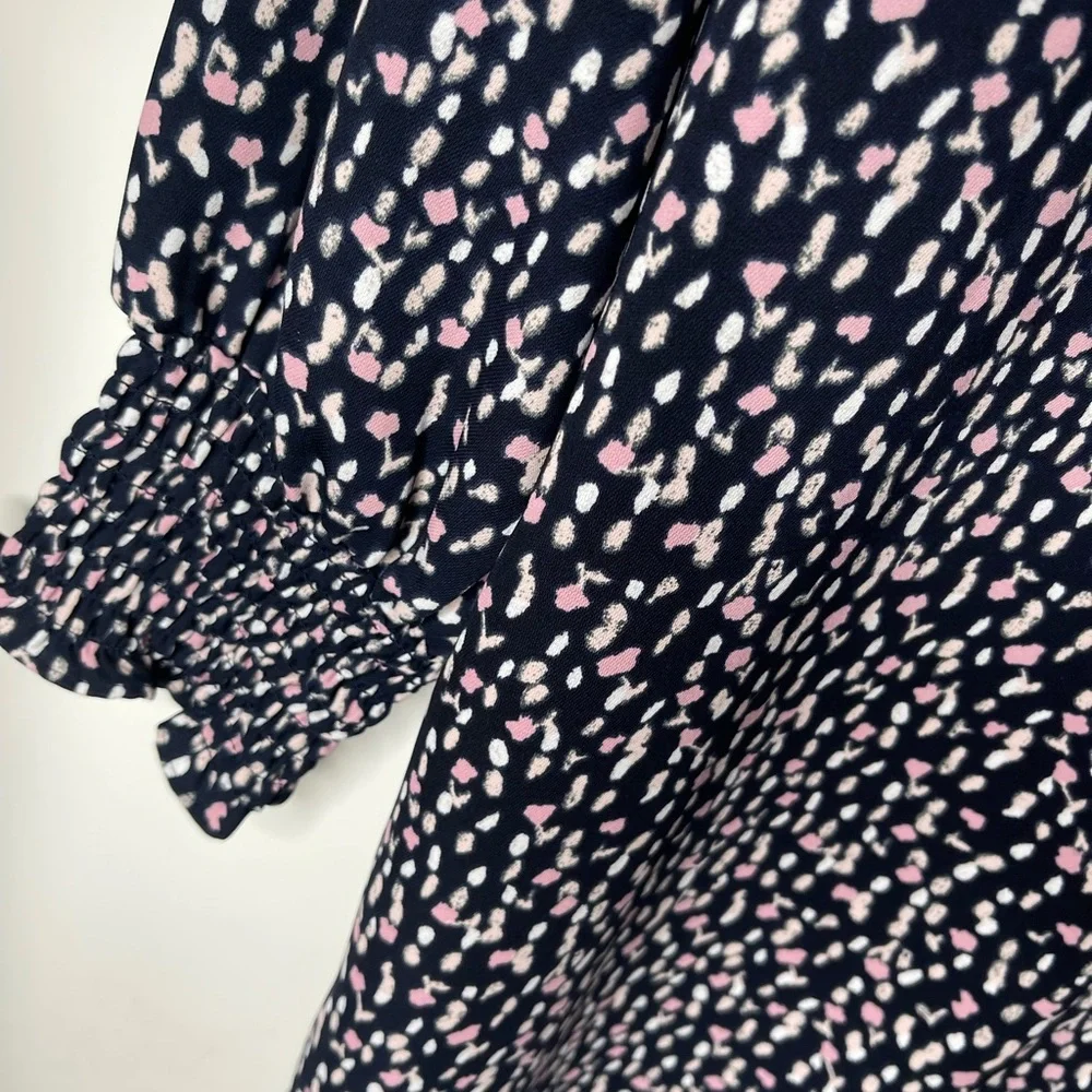 Ann Taylor Navy Print 3/4 Sleeved Shift Dress size 12